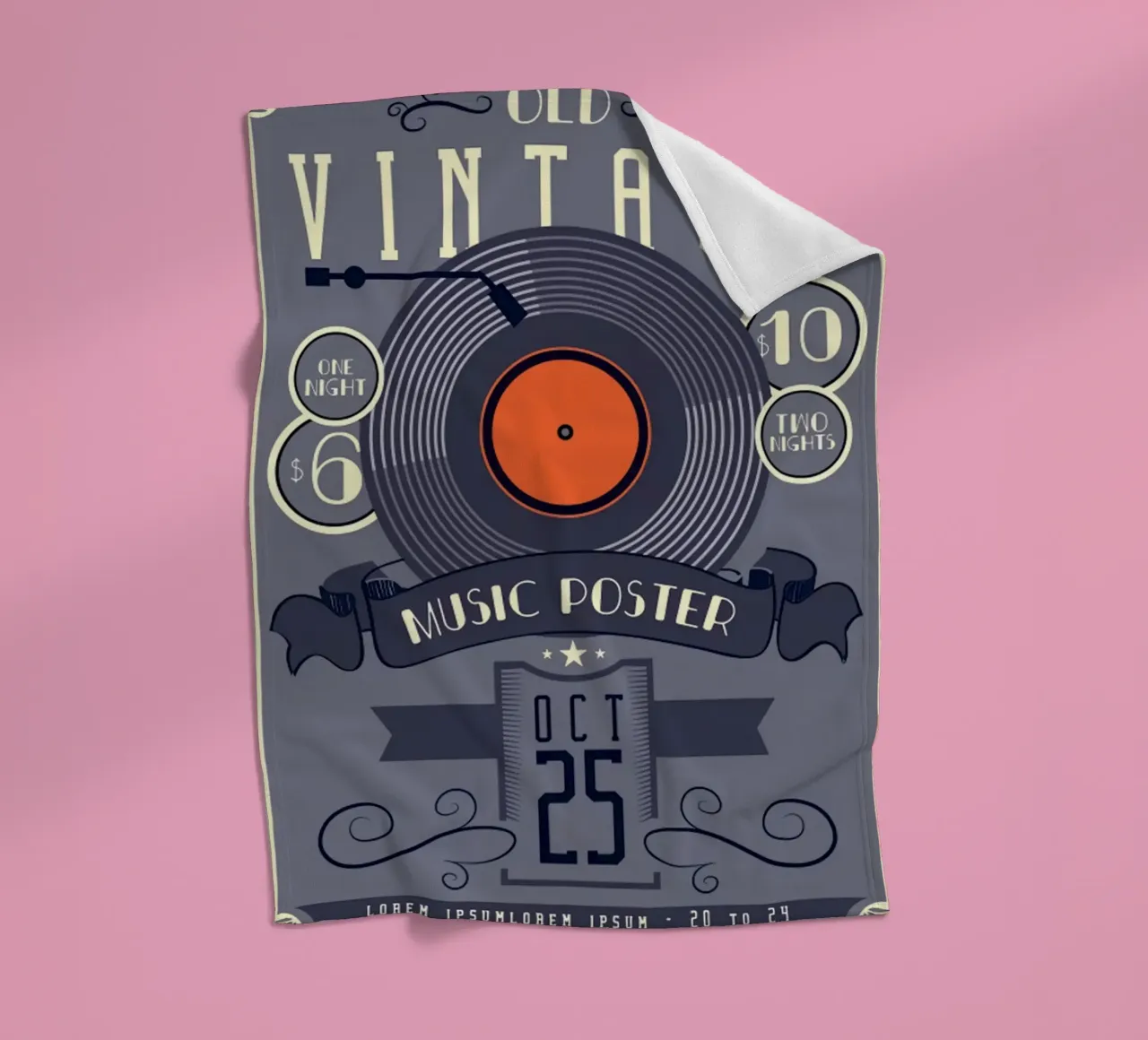 Vecchio poster musicale d'epoca coperta in pile da williamsshop