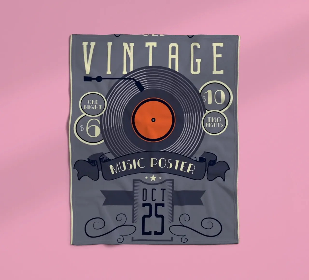 Vecchio poster musicale d'epoca coperta in pile da williamsshop