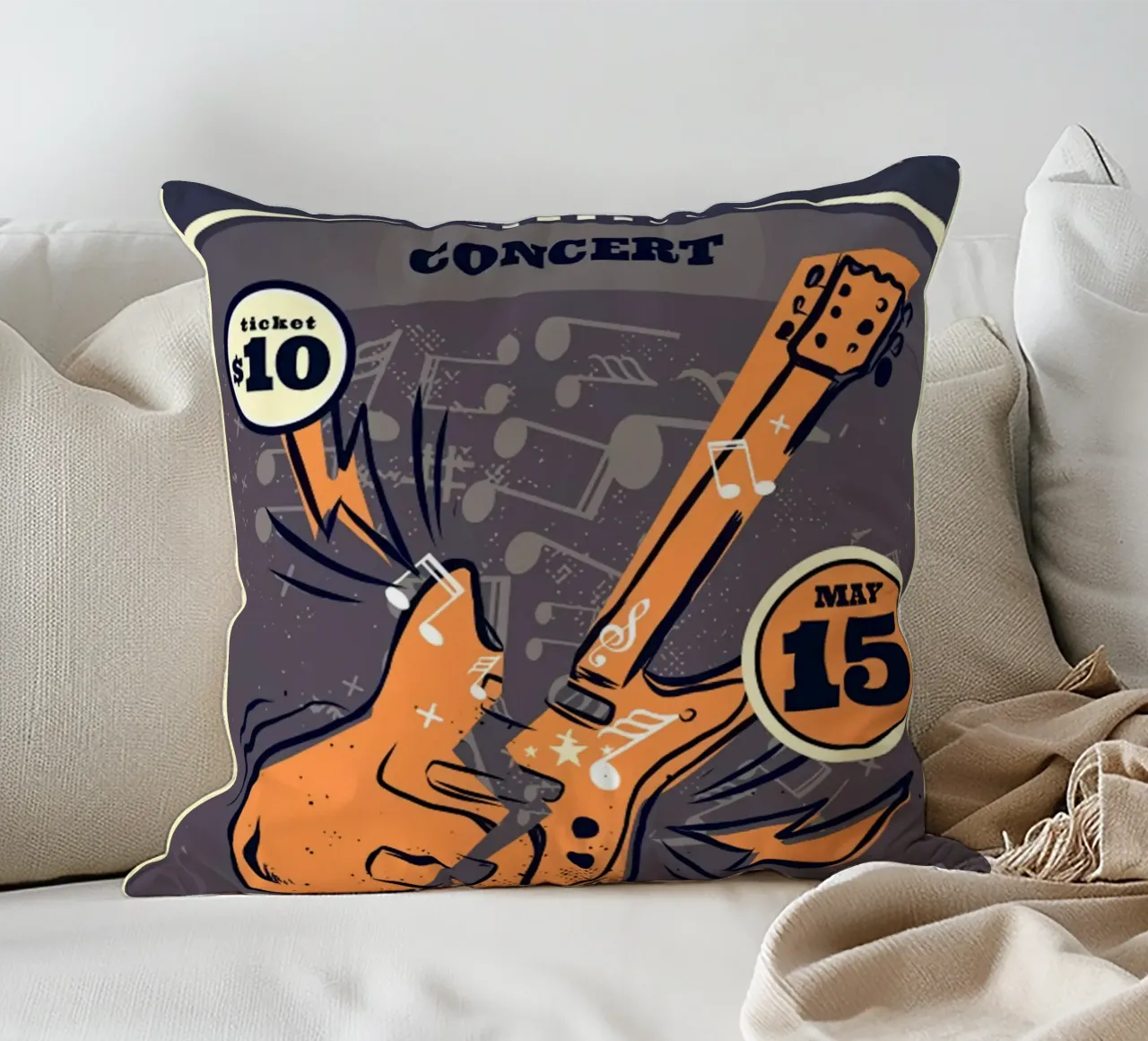 Poster di un concerto rock d'epoca cuscino da williamsshop