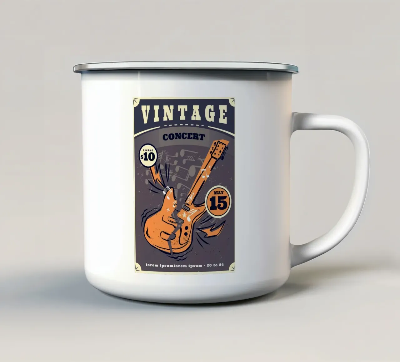 Poster di un concerto rock d'epoca tazza in smalto da williamsshop