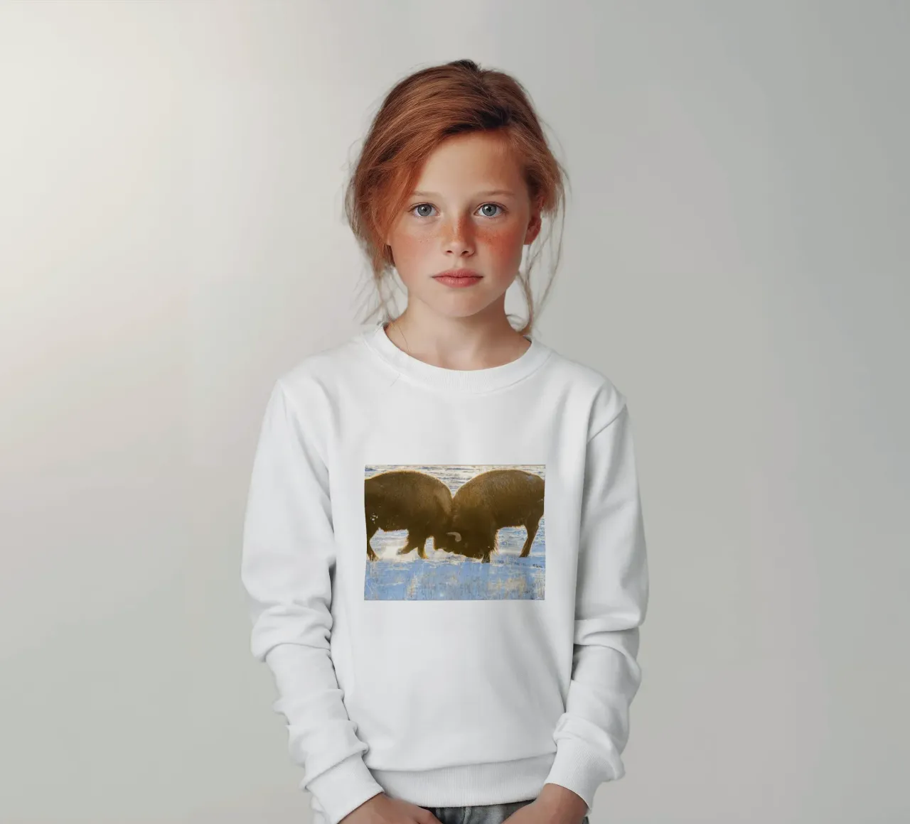 bison animal kids sweatshirt by Earthly Visions