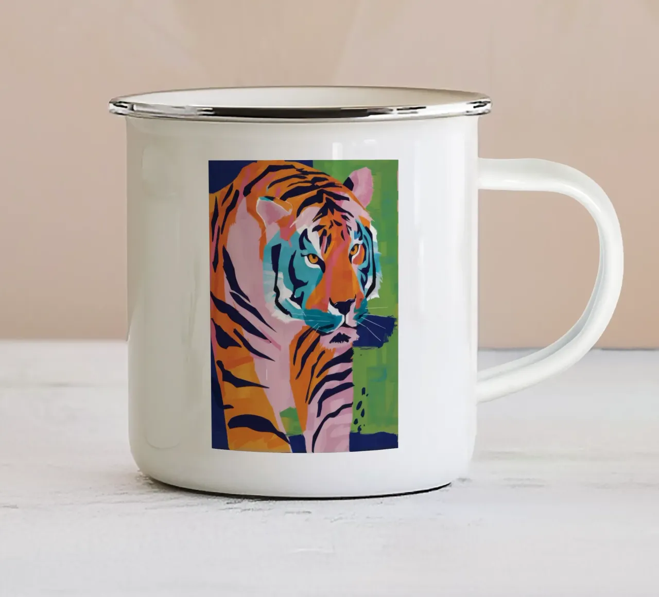 Sguardo cromatico della tigre tazza in smalto da Solar Paint