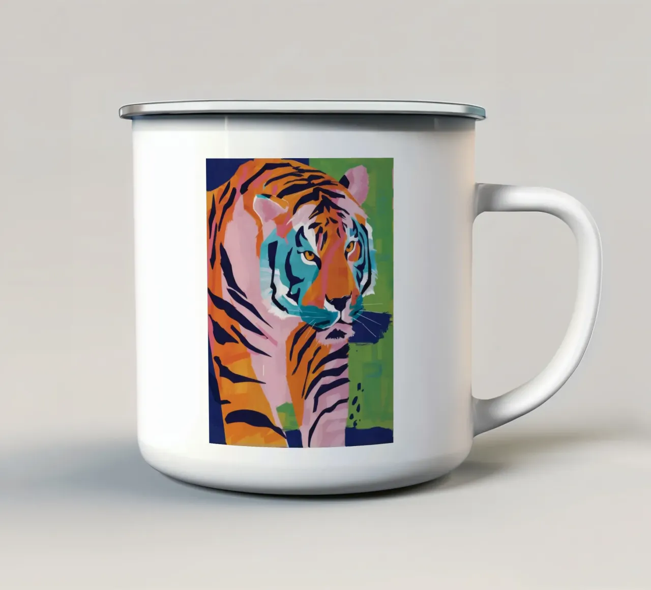 Sguardo cromatico della tigre tazza in smalto da Solar Paint