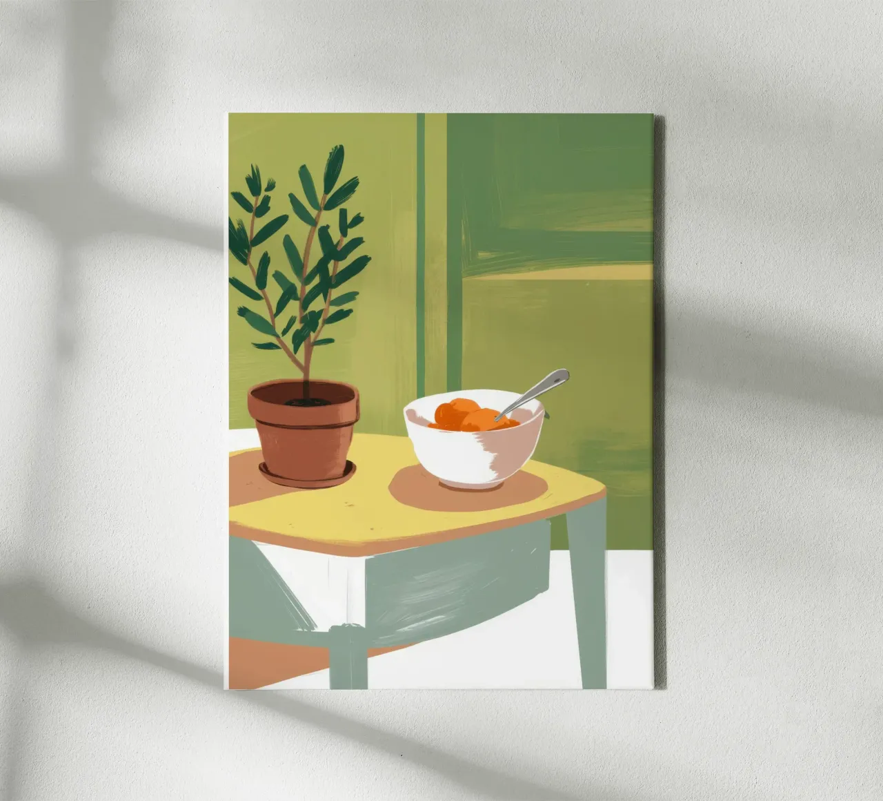 Cozy Soup Stillness canvas with Floater frame by Frosh Pallete