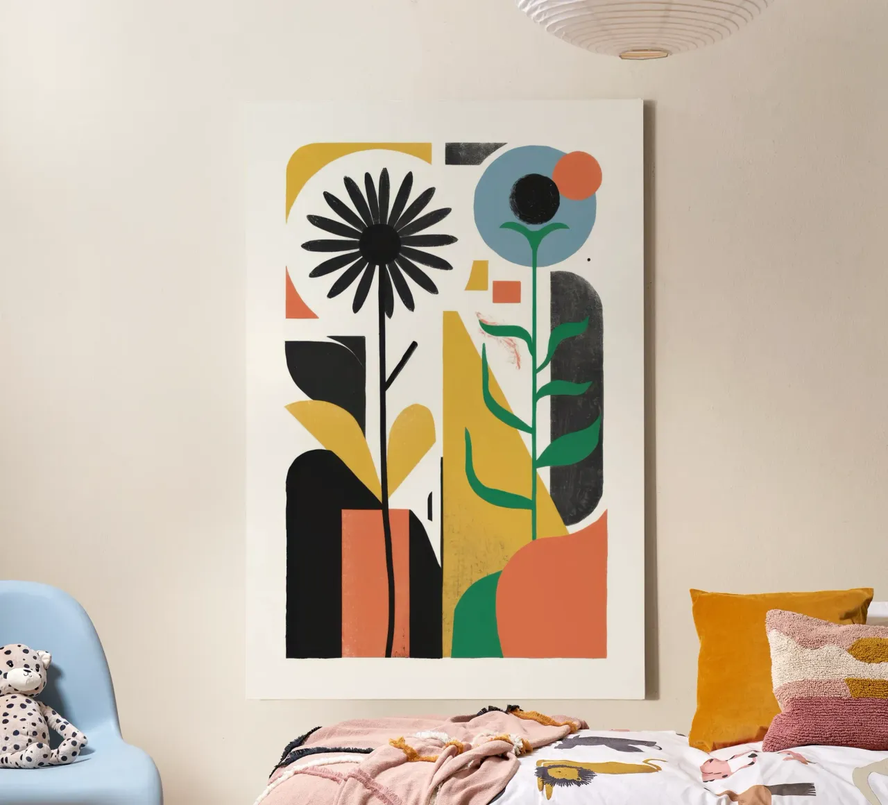 Abstract Floral Forms canvas with Floater frame by Solar Paint