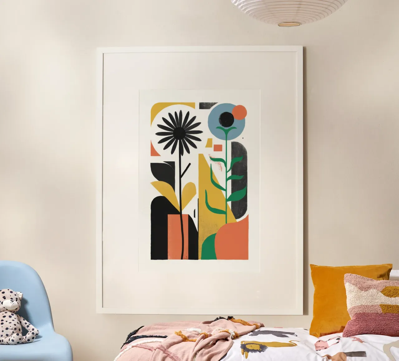 Forme floreali astratte poster con telaio in alluminio da Solar Paint