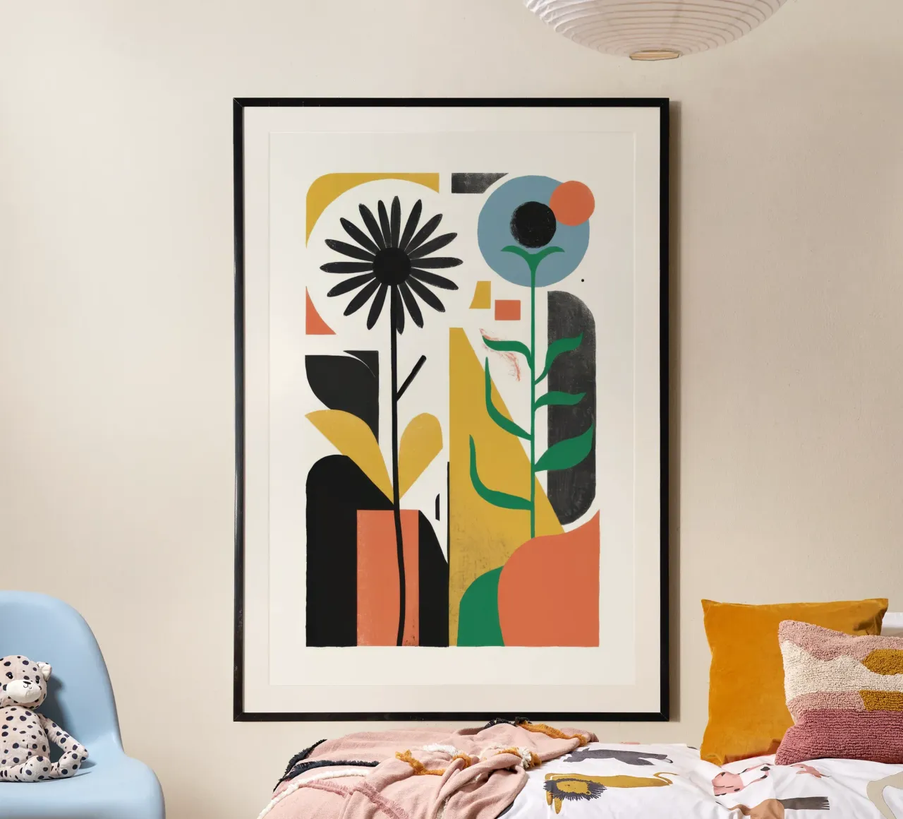 Forme floreali astratte poster con telaio in alluminio da Solar Paint