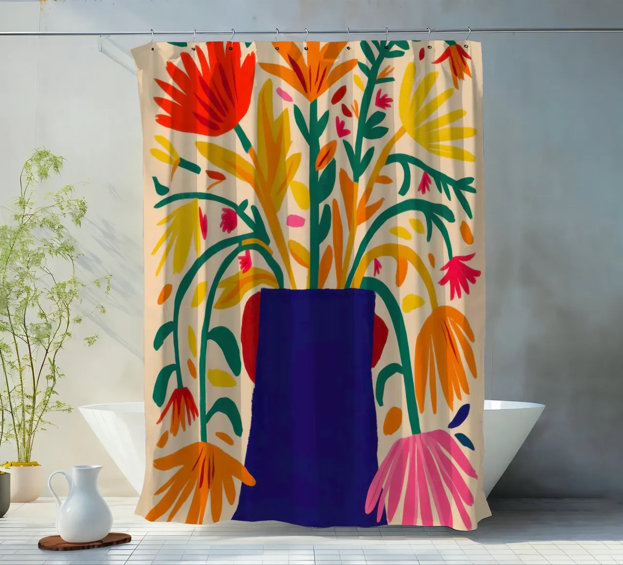 Vibrante quiete floreale tenda da doccia da Frosh Pallete