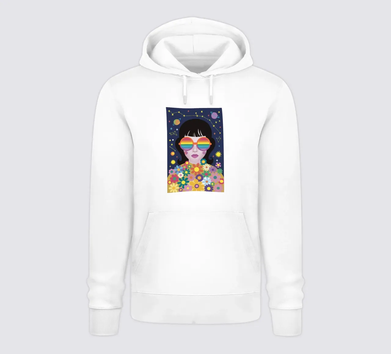 Sguardo cosmico dell'arcobaleno felpa con cappuccio da Frosh Pallete