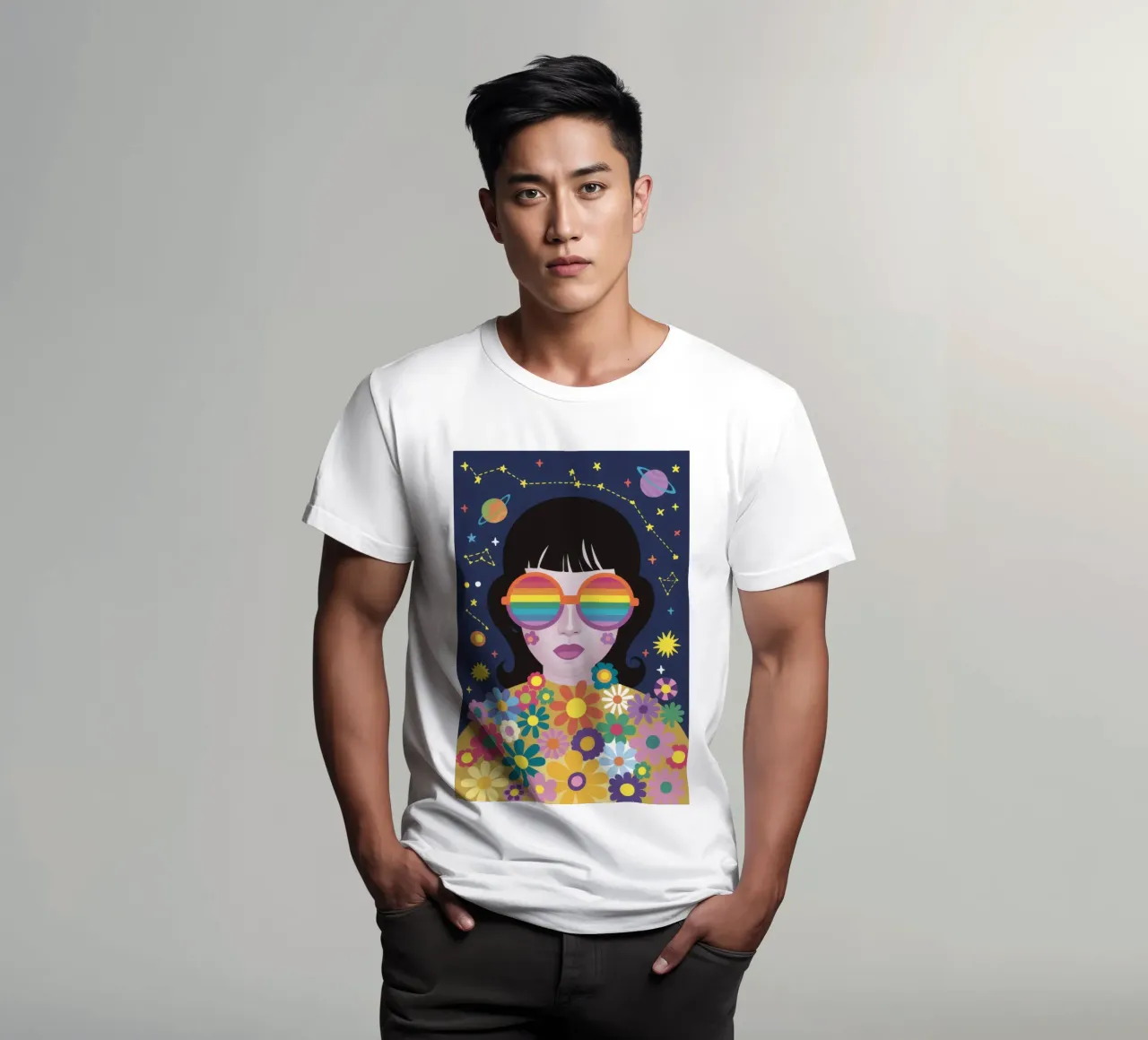 Sguardo cosmico dell'arcobaleno t-shirt da Frosh Pallete