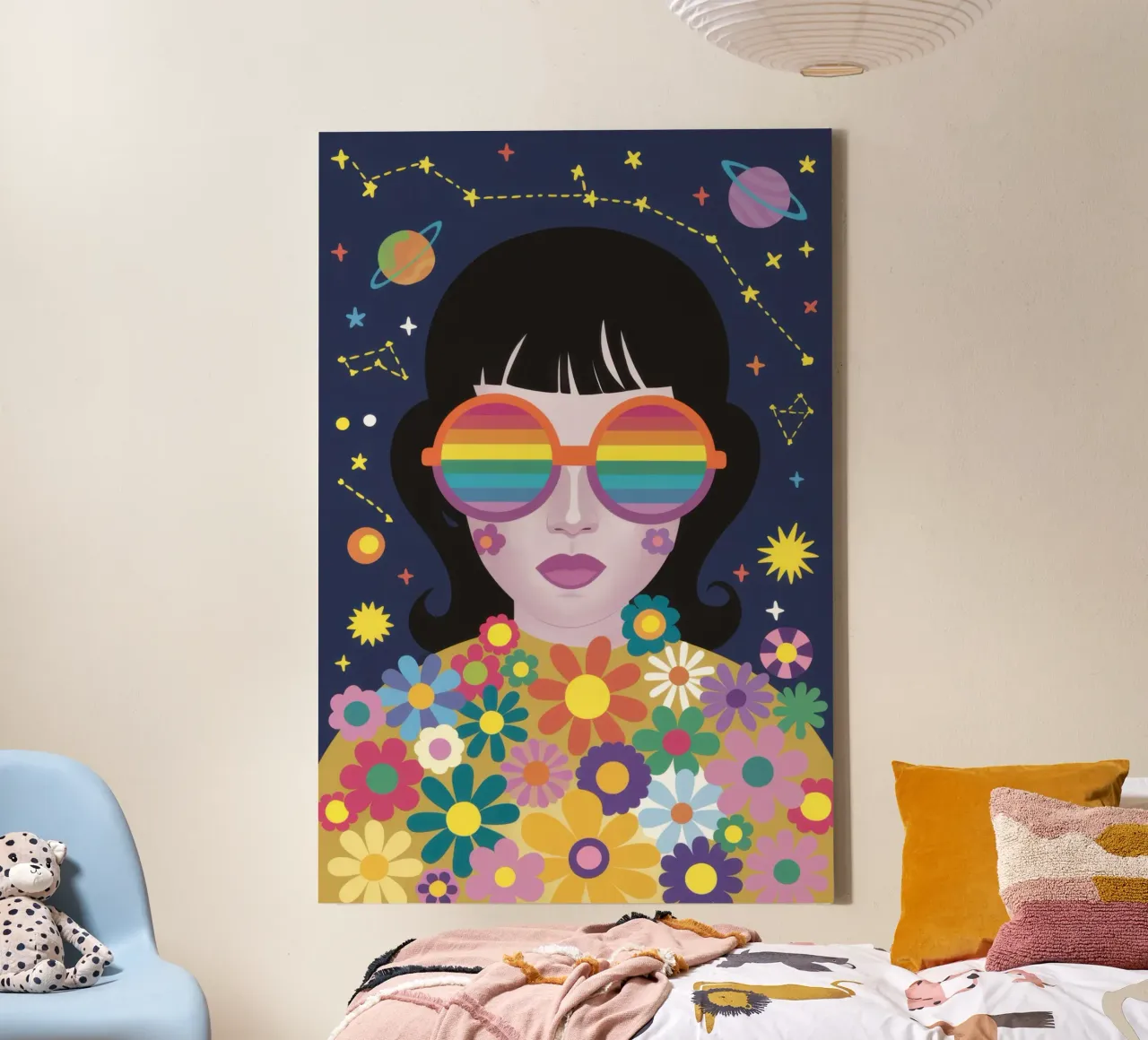 Sguardo cosmico dell'arcobaleno tela con Cornice a cassetta da Frosh Pallete
