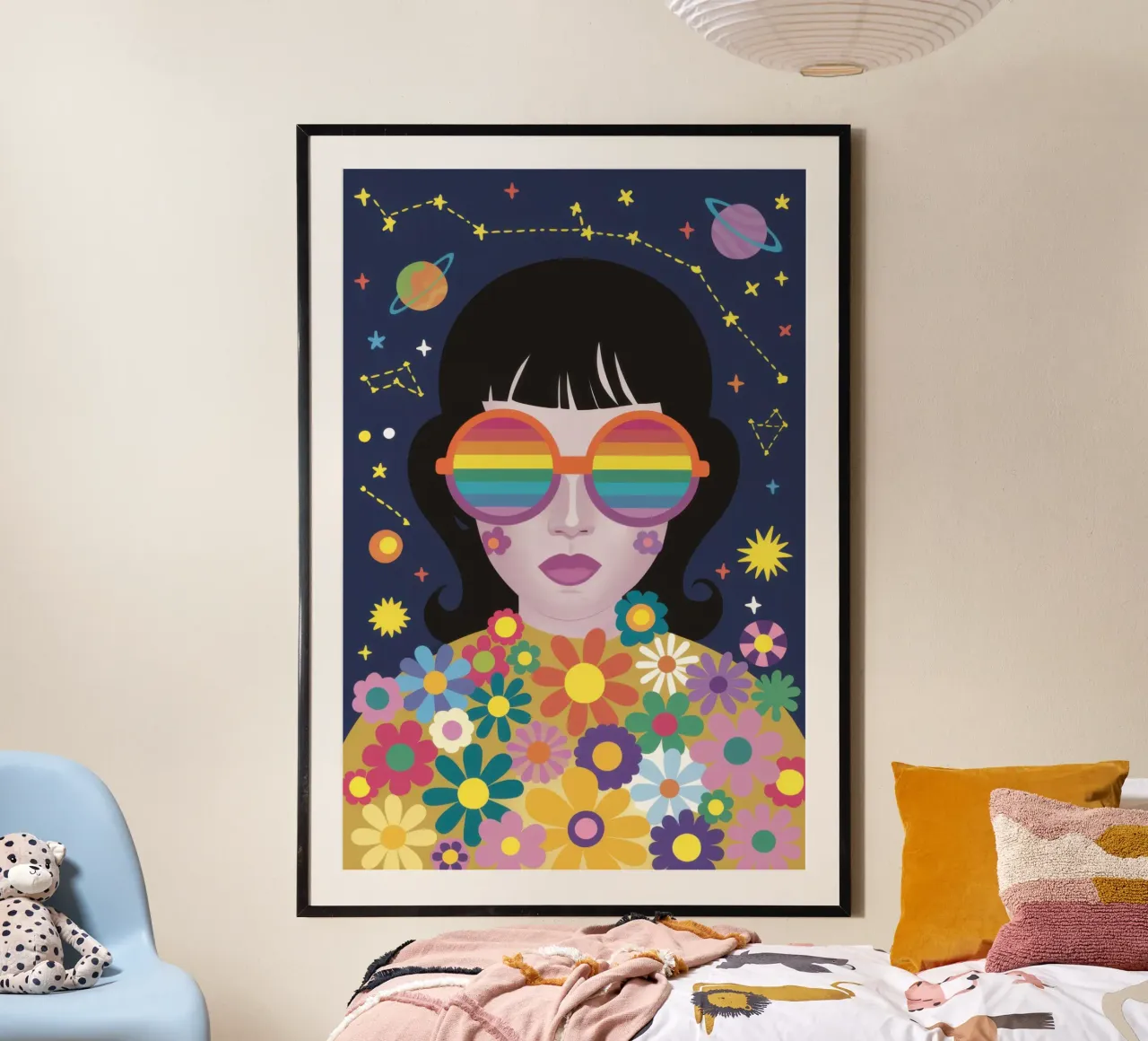 Sguardo cosmico dell'arcobaleno poster con telaio in legno da Frosh Pallete