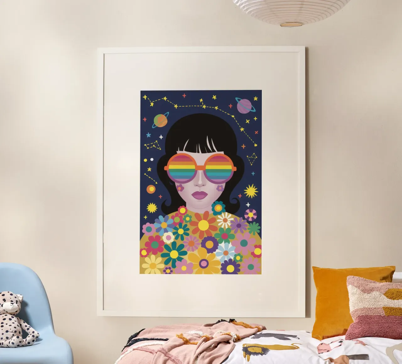 Sguardo cosmico dell'arcobaleno poster con telaio in legno da Frosh Pallete
