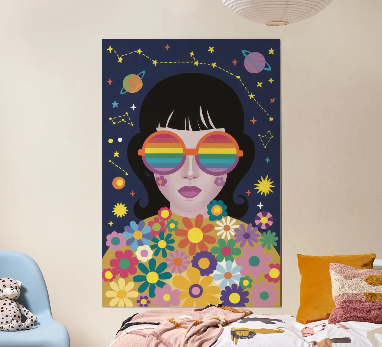 Sguardo cosmico dell'arcobaleno poster con telaio in legno da Frosh Pallete