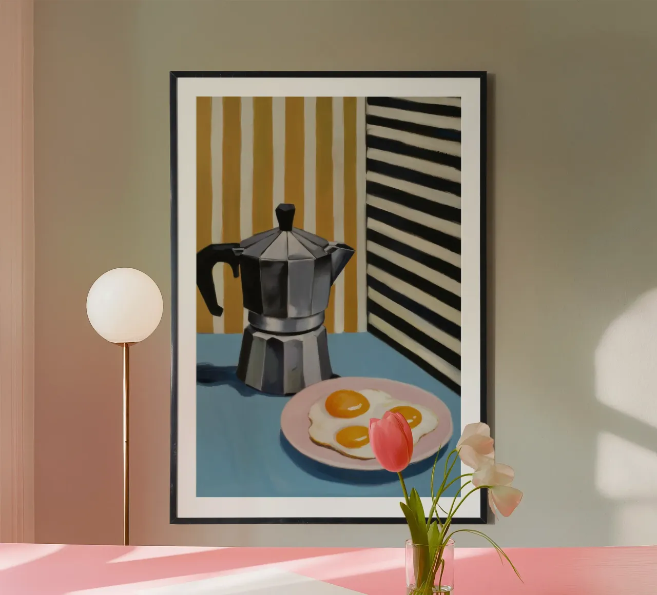 Pause café rayée poster de Lunar Valentina