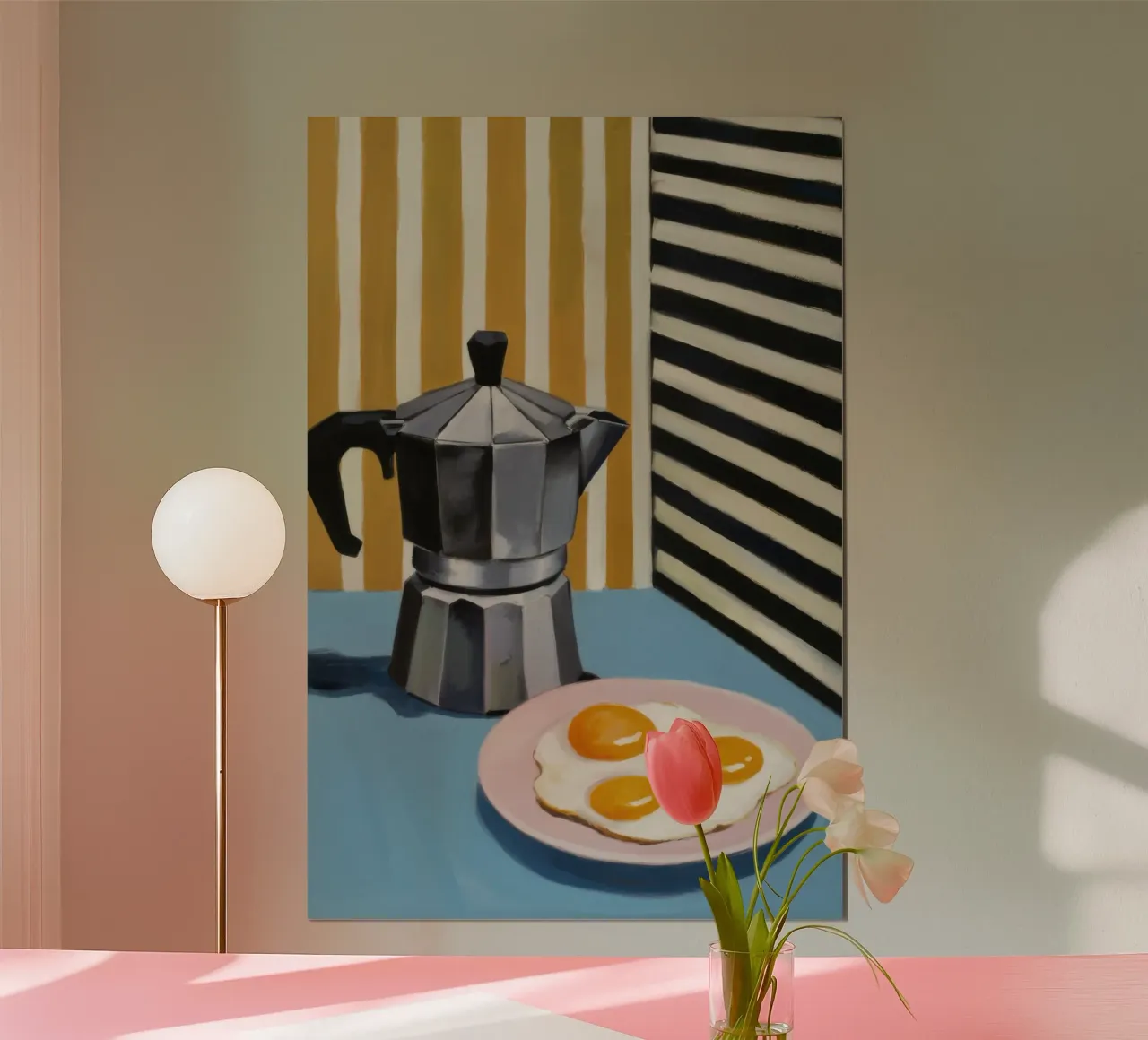 Pause café rayée poster de Lunar Valentina