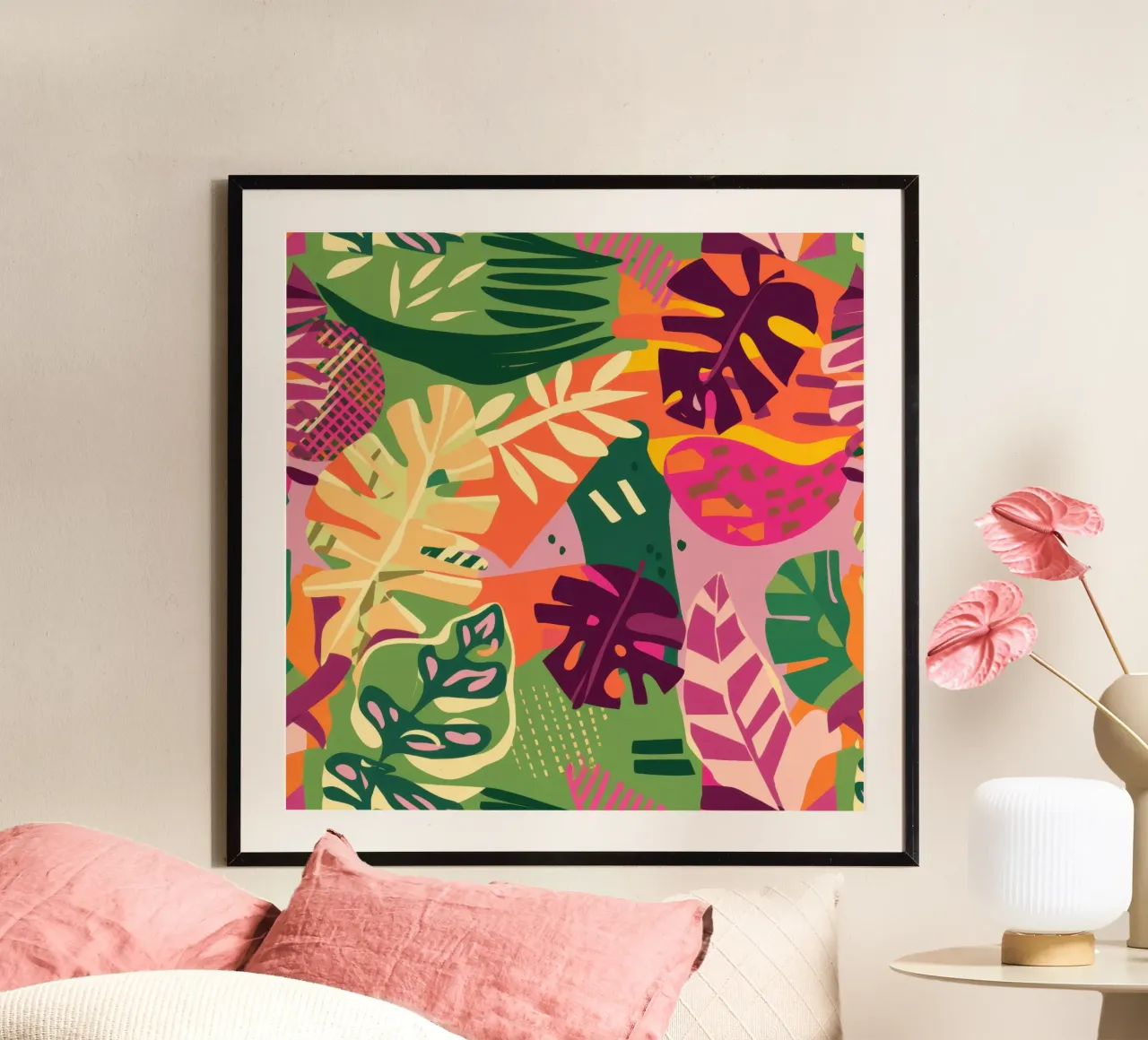 Medley di foglie tropicali poster con telaio in plastica da Solar Paint