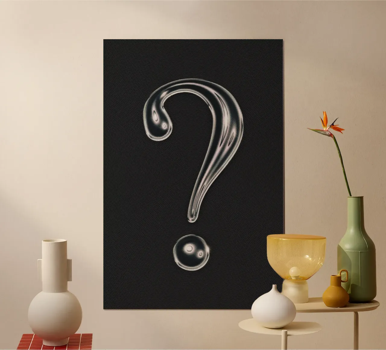 Punto interrogativo poster con telaio in plastica da Jonas Loose
