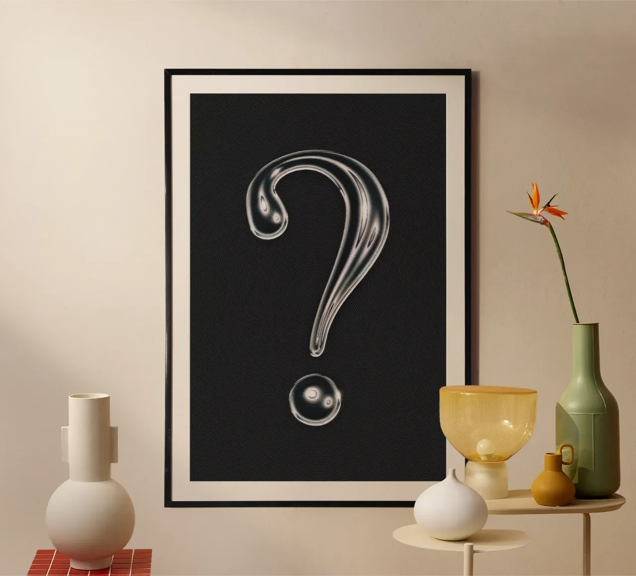 Punto interrogativo poster con telaio in plastica da Jonas Loose