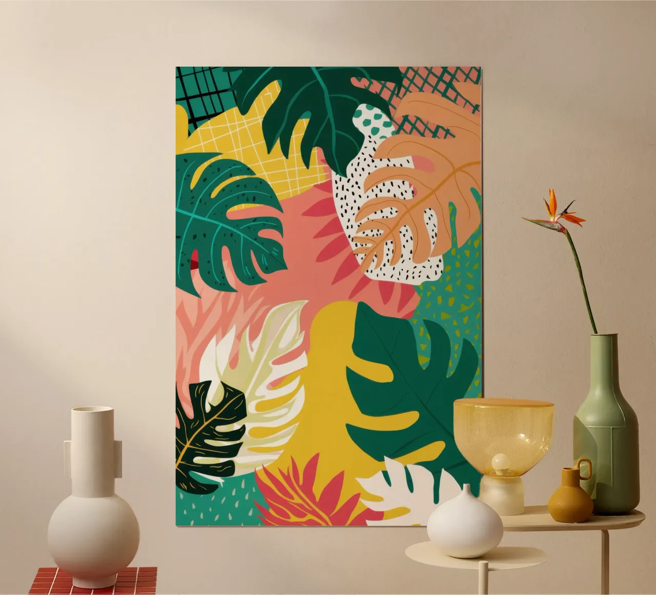 Collage di giungle strutturate poster con telaio in alluminio da Frosh Pallete