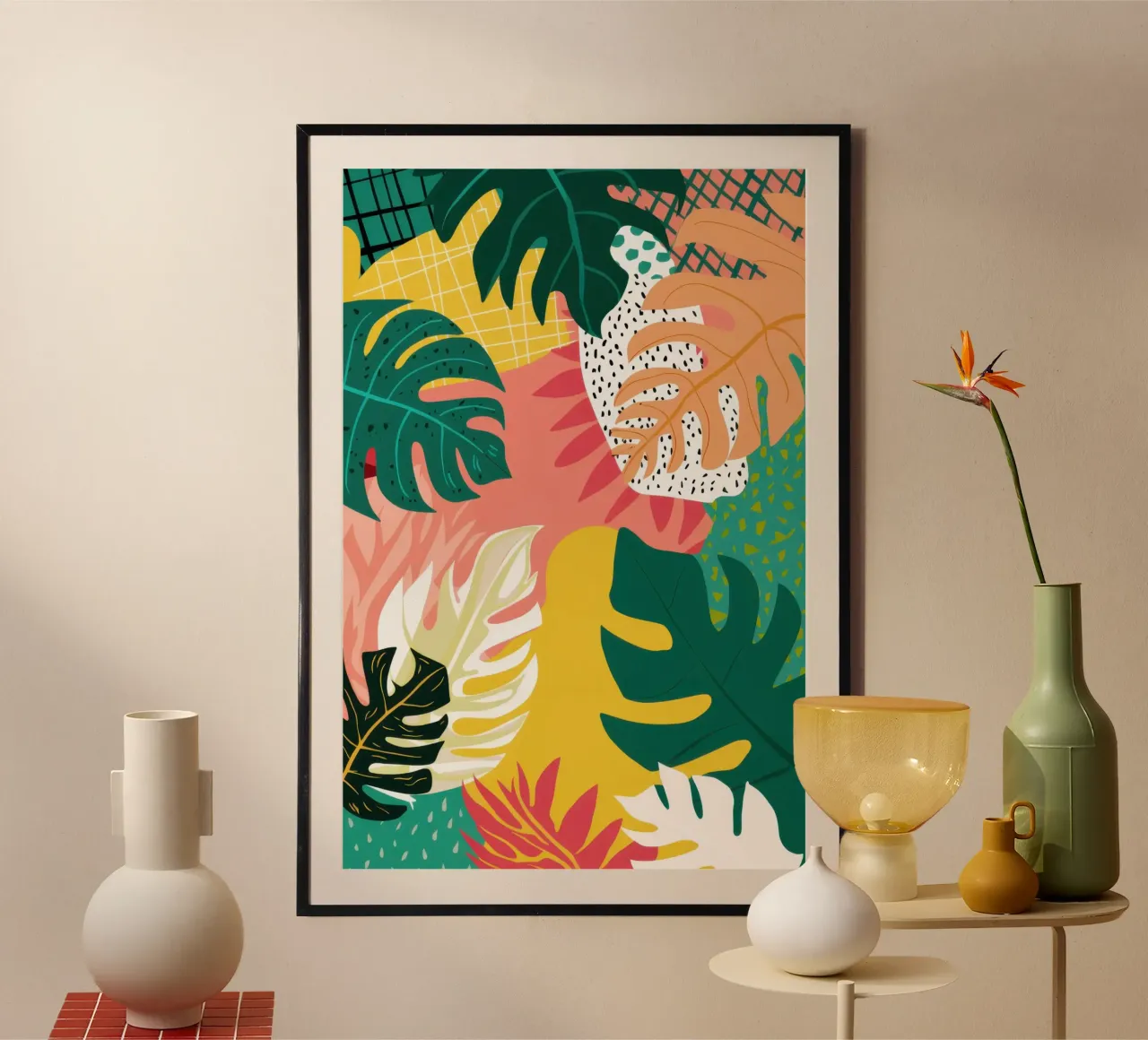 Collage di giungle strutturate poster con telaio in alluminio da Frosh Pallete