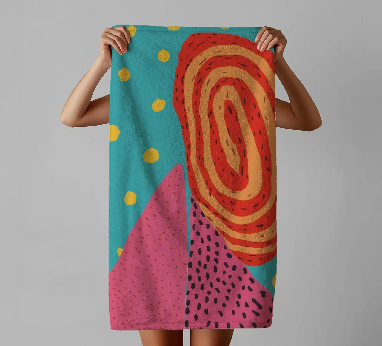 Abstract Polka Playground towel by Solar Paint