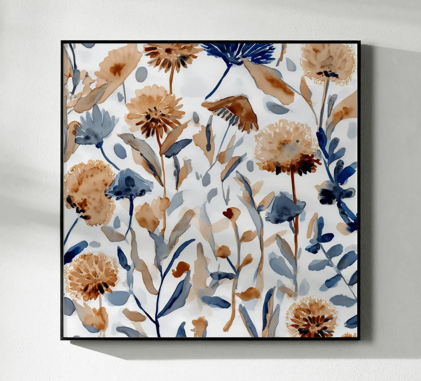 Indigo & Ochre Bloom acrylic glass by Sophia Calder Studio