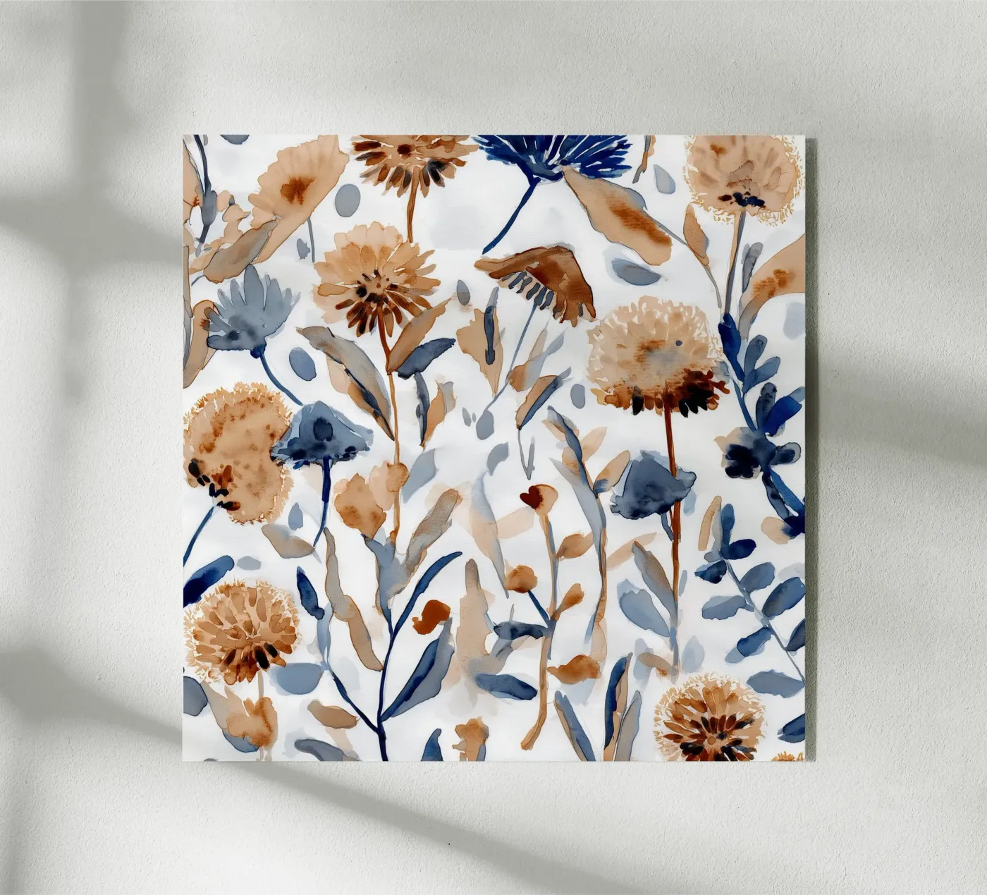 Indigo & Ochre Bloom acrylic glass by Sophia Calder Studio
