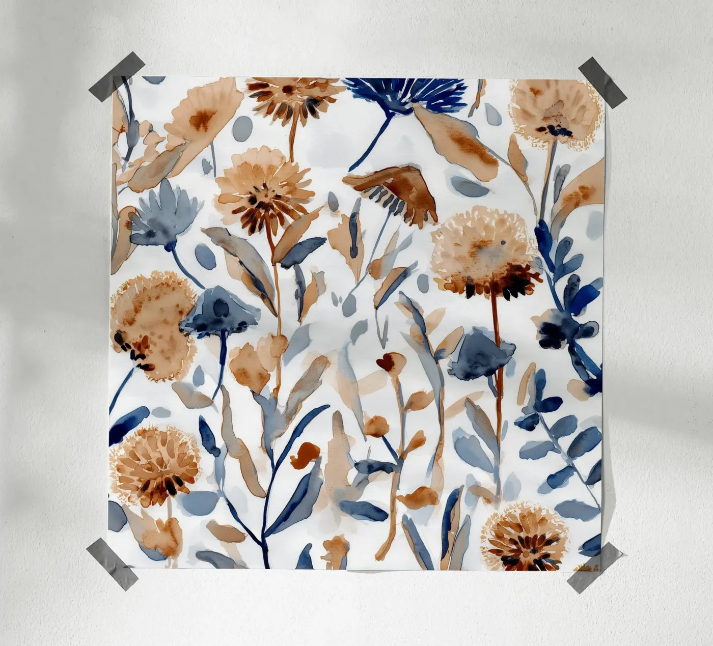 Indigo & Ochre Bloom poster da Sophia Calder Studio