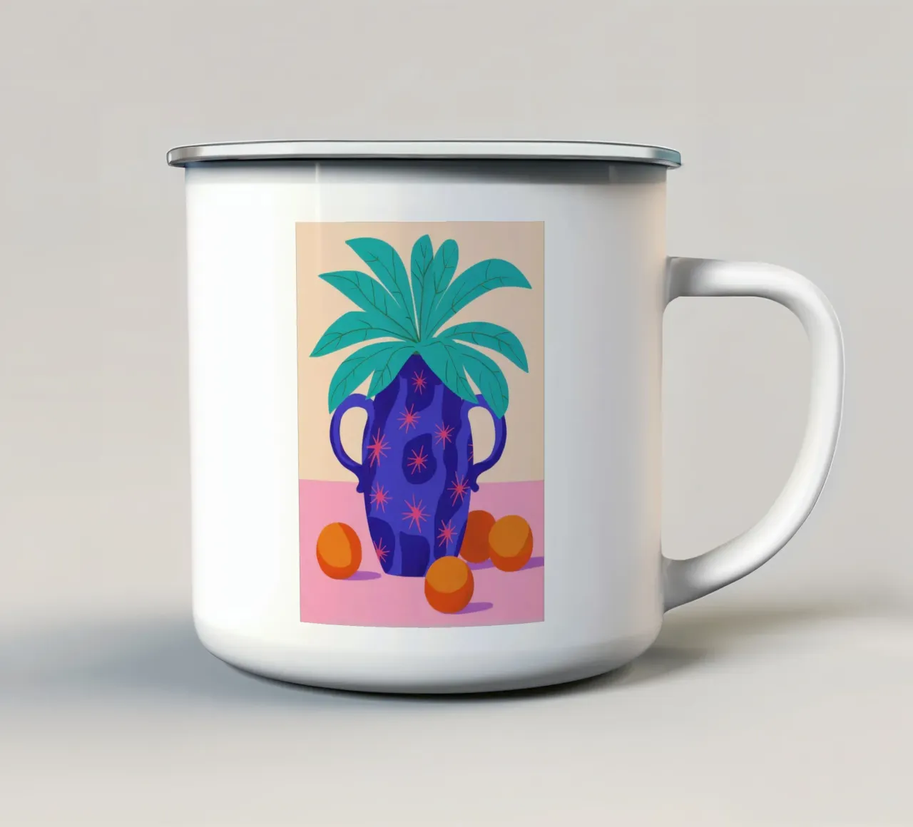 Palma ornata Immobile tazza in smalto da Line Fable