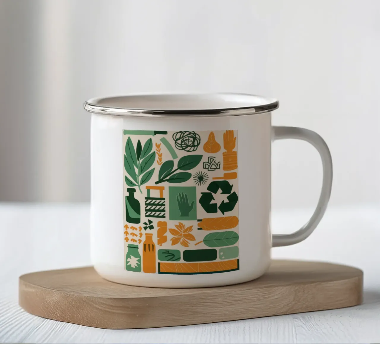Groen eco-netwerk emaille mok van Frosh Pallete