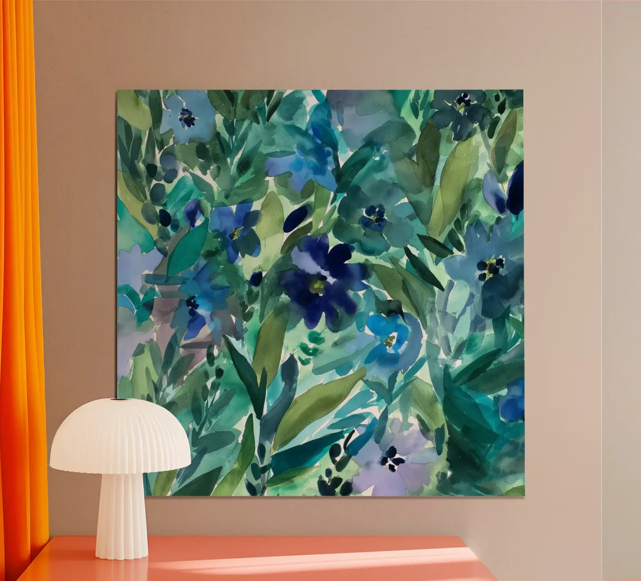 Serenata indaco poster con telaio in plastica da Sophia Calder Studio
