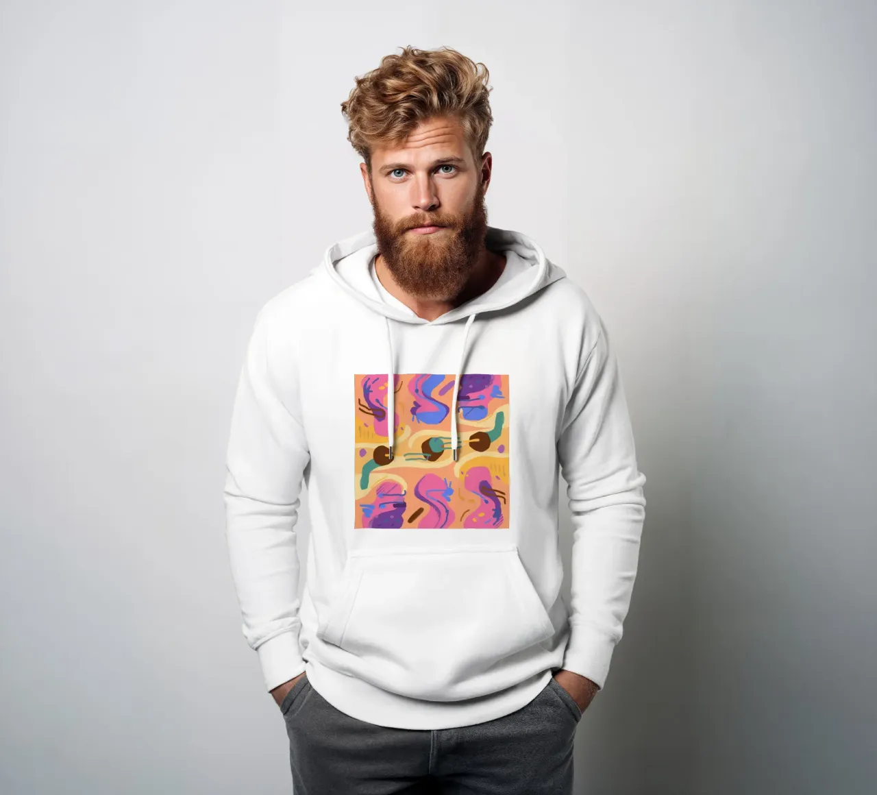 Facce astratte giocose felpa con cappuccio da Line Fable