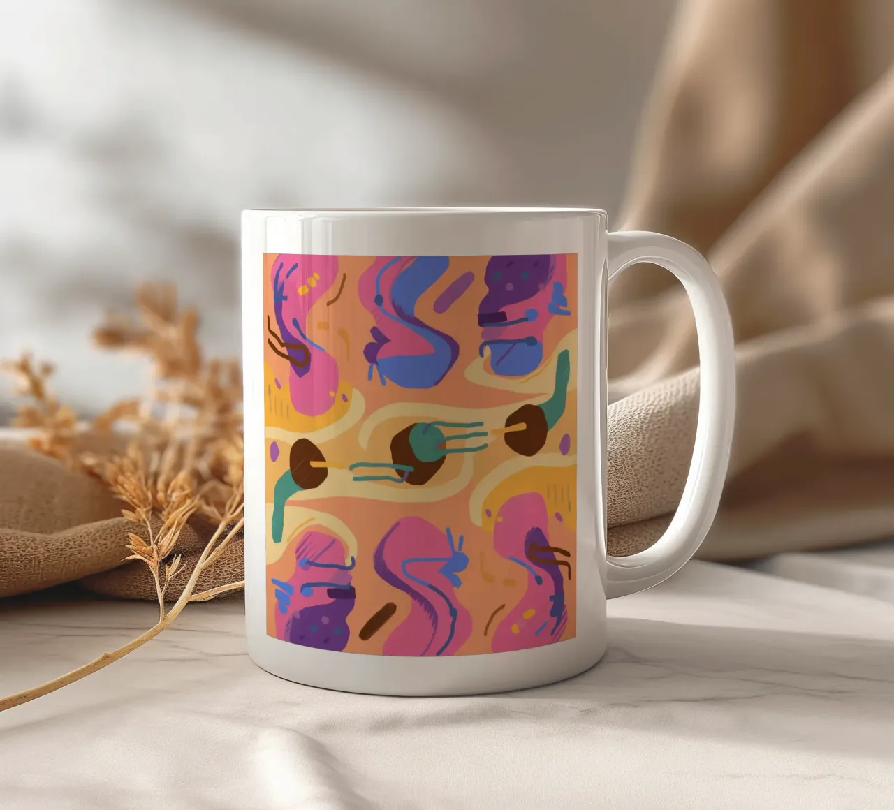 Facce astratte giocose tazza in ceramica da Line Fable