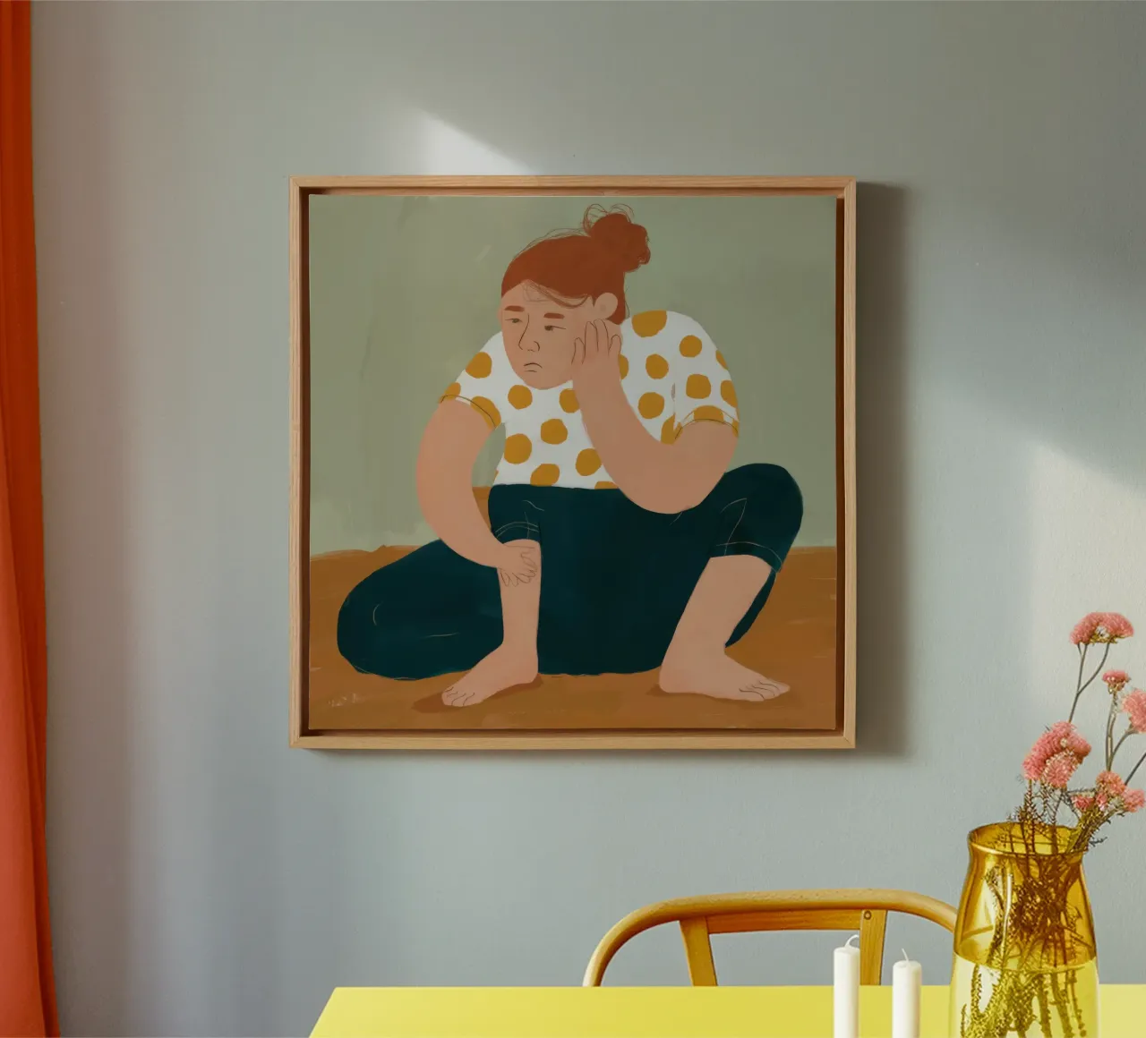 Contemplative Inner Thoughts canvas with Floater frame by Lunar Valentina