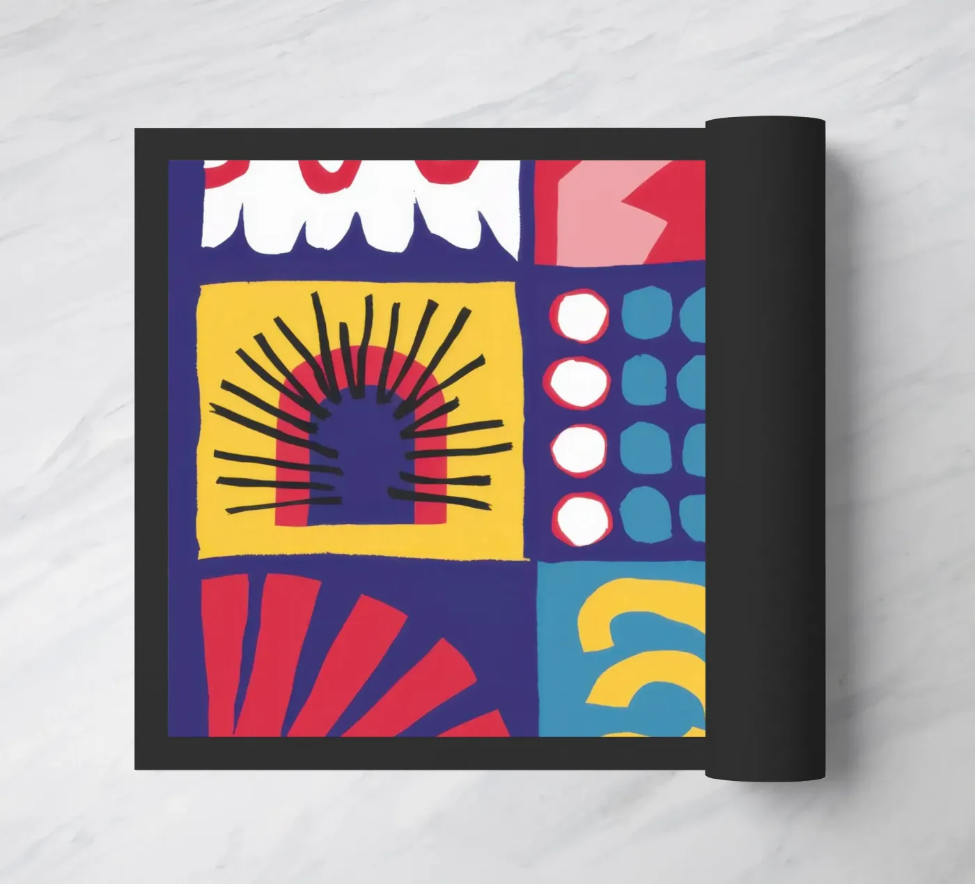 Folk Art Pattern Grid doormat by Line Fable