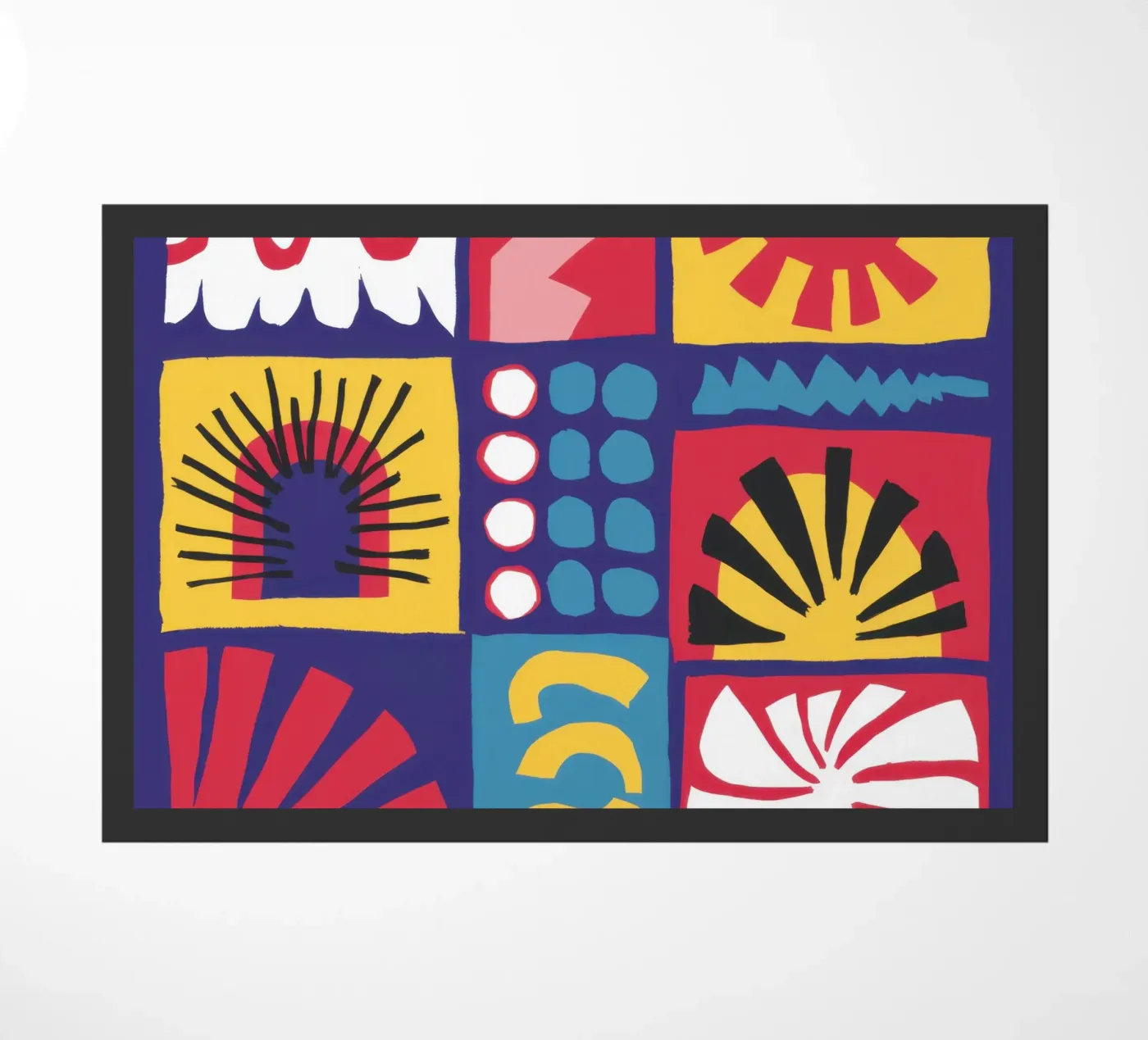 Folk Art Pattern Grid doormat by Line Fable