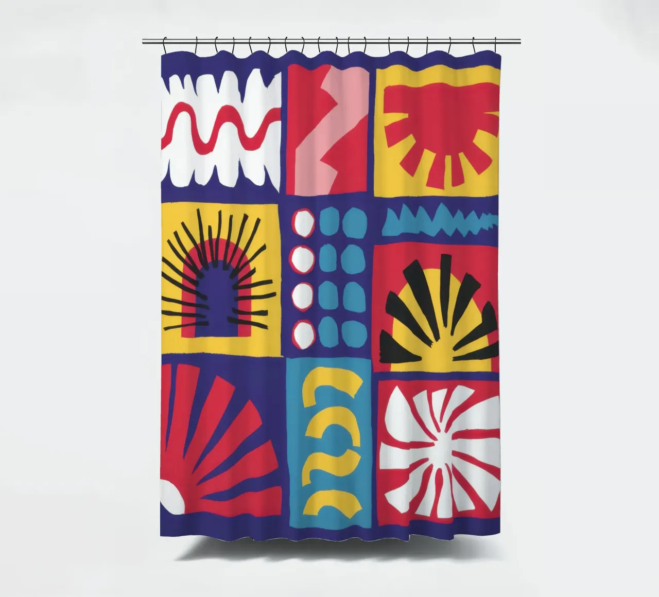 Folk Art Pattern Grid Duschvorhang von Line Fable