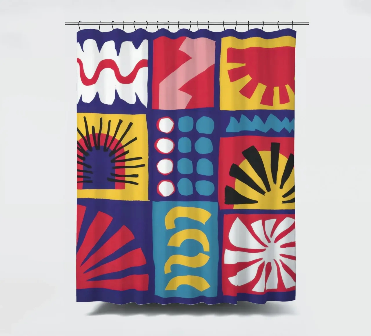 Folk Art Pattern Grid Duschvorhang von Line Fable