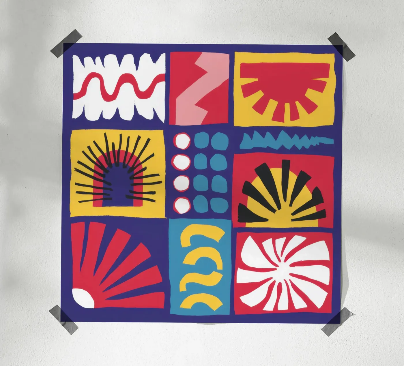 Folk Art Pattern Grid poster by Line Fable