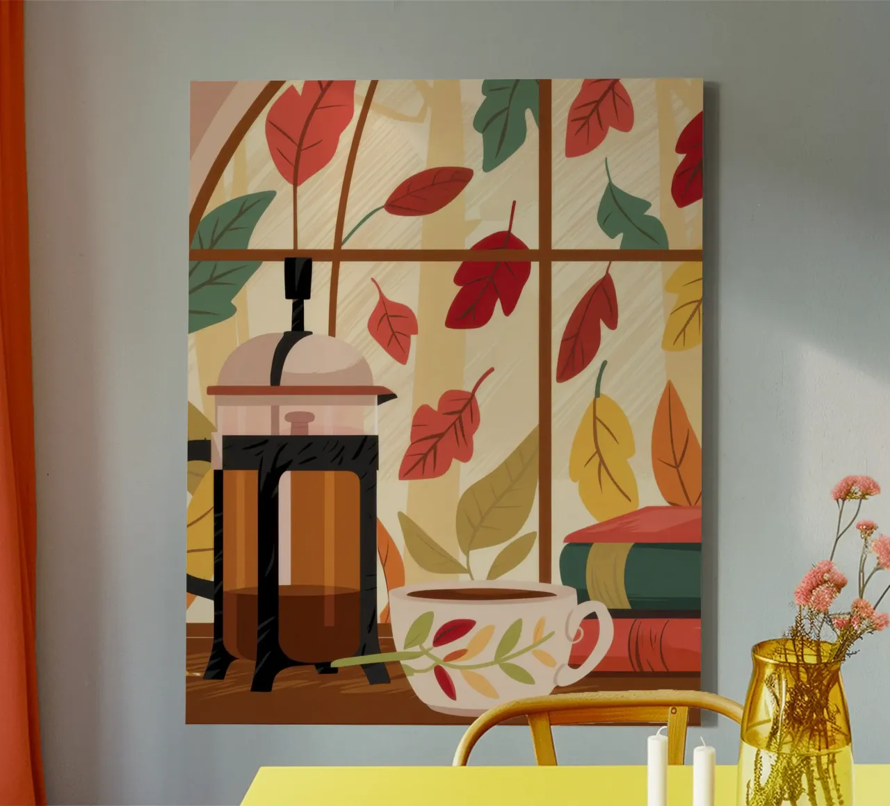 Curtained Window Stillness canvas with Floater frame by Lunar Valentina