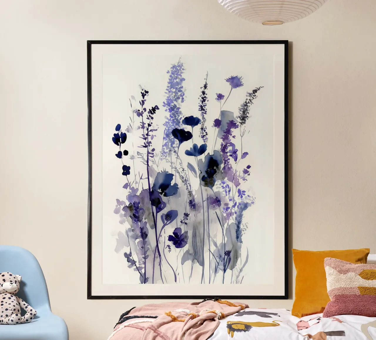 Prato di mezzanotte poster con telaio in legno da Sophia Calder Studio