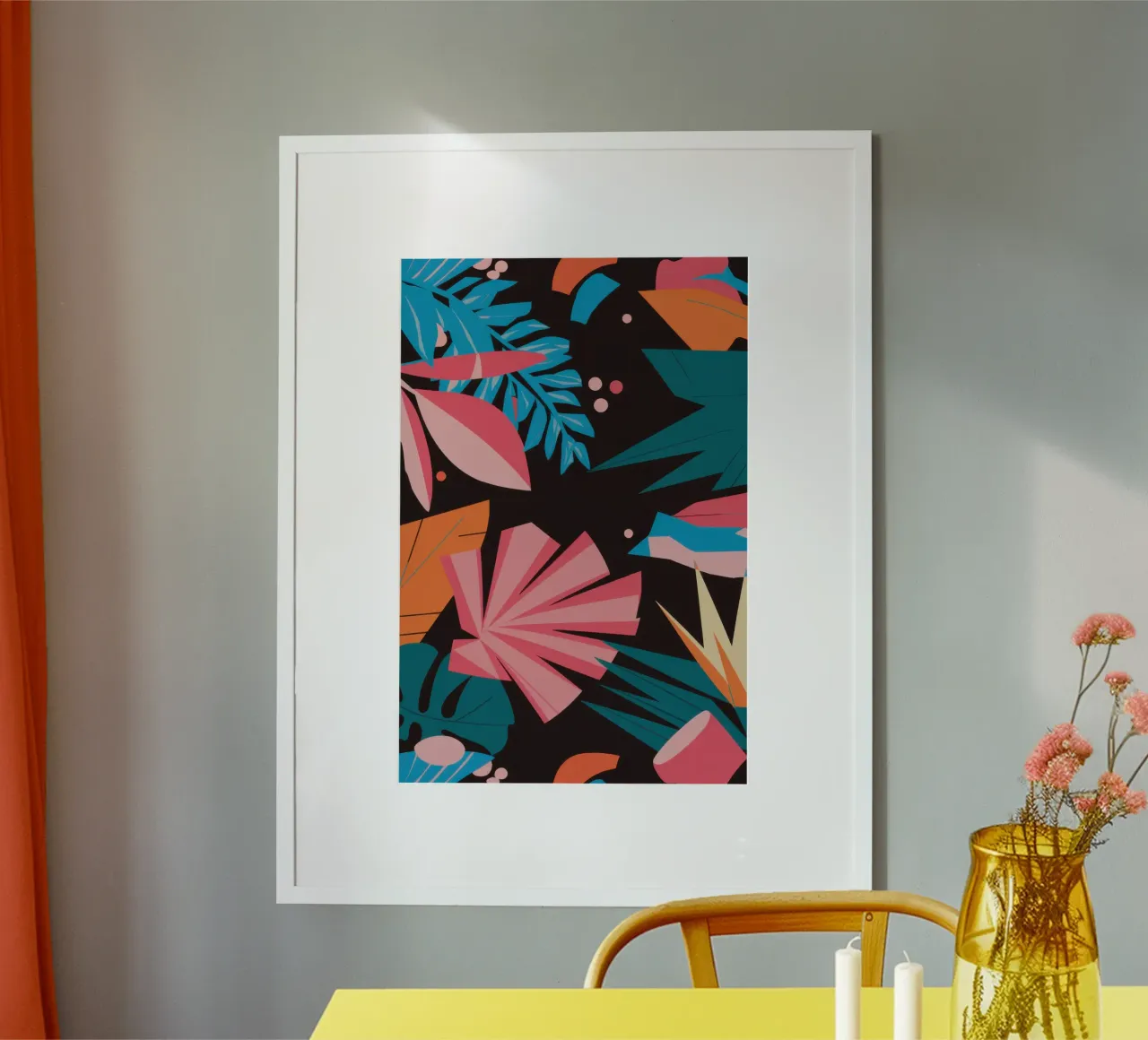 Modello Midnight Tropic poster con telaio in legno da Line Fable