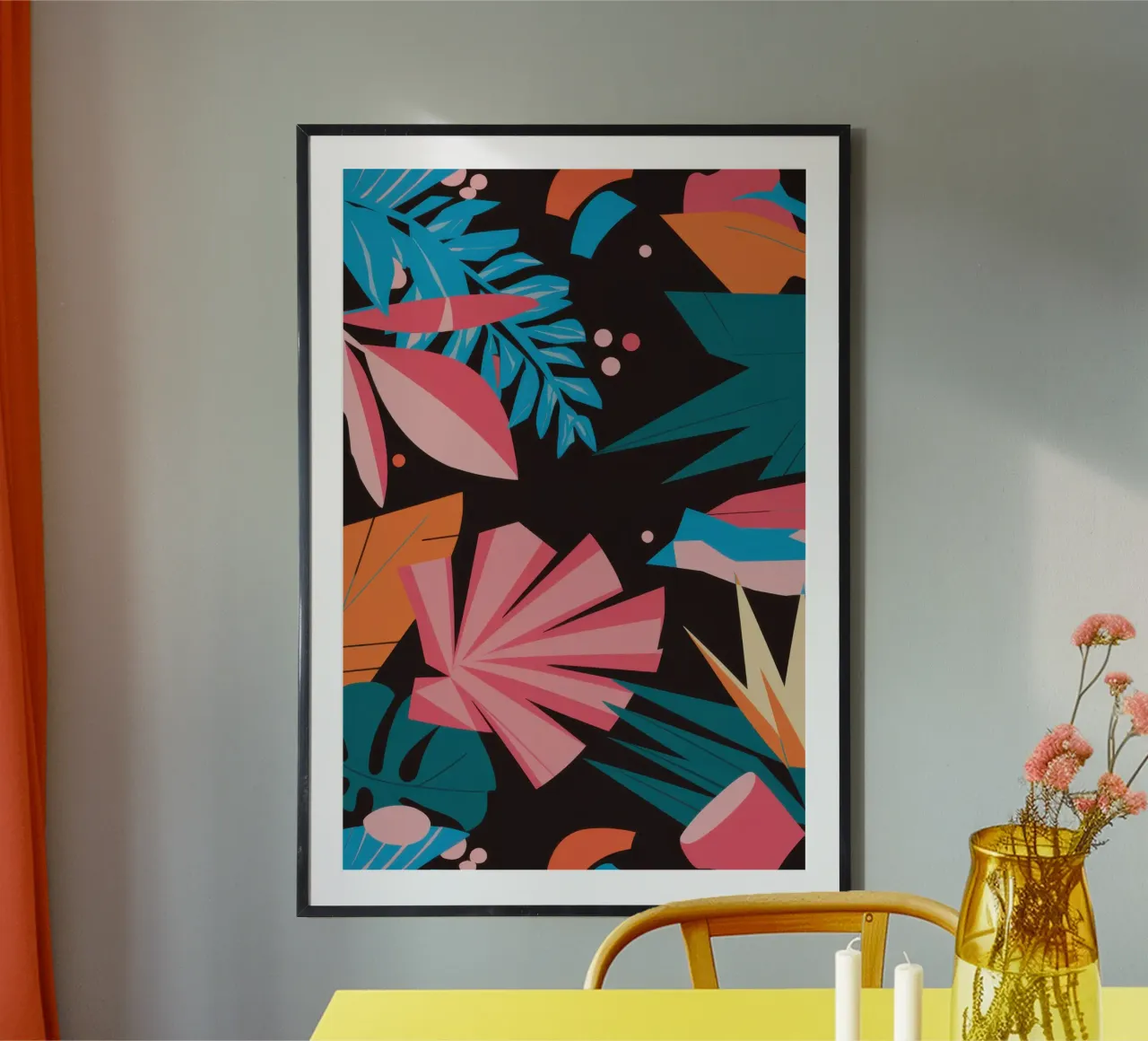 Modello Midnight Tropic poster con telaio in legno da Line Fable