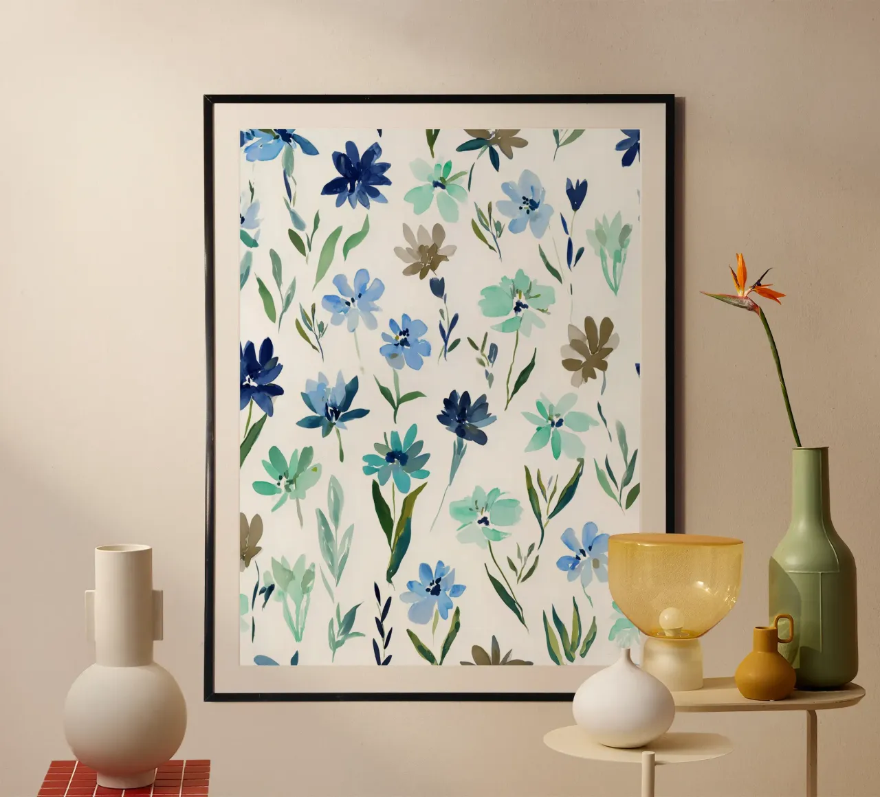 Deriva di primavera poster con telaio in alluminio da Sophia Calder Studio
