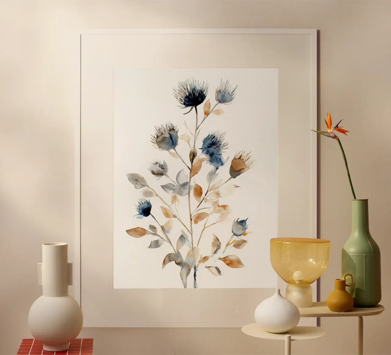 Cardo e fumo poster con telaio in plastica da Sophia Calder Studio