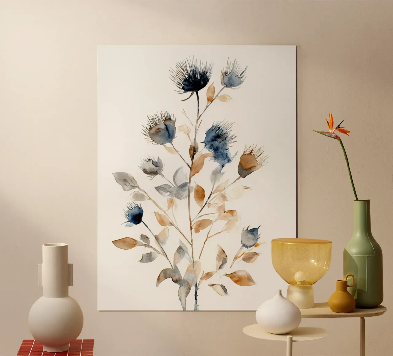 Cardo e fumo poster con telaio in plastica da Sophia Calder Studio