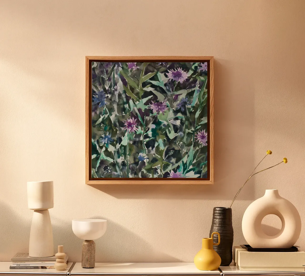 Thistle Shadow canvas with Floater frame by Sophia Calder Studio