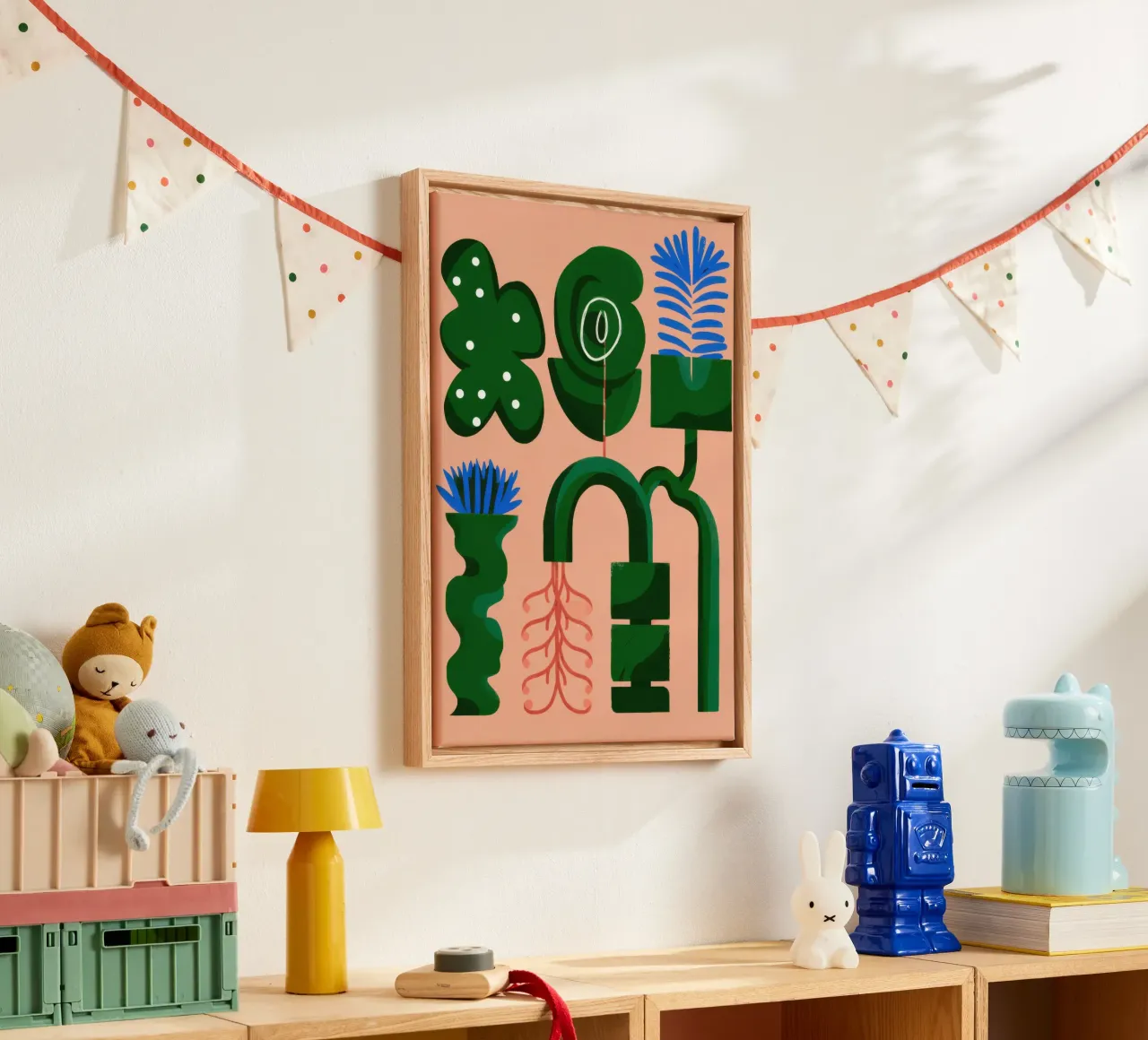 Abstracte botanische vormen canvas met Baklijst van Frosh Pallete