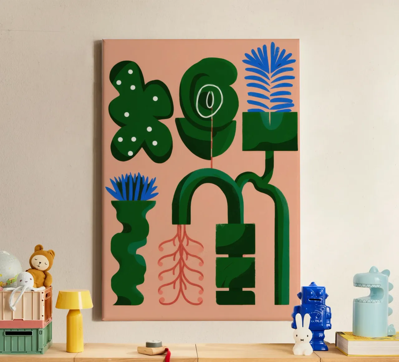 Abstracte botanische vormen canvas met Baklijst van Frosh Pallete